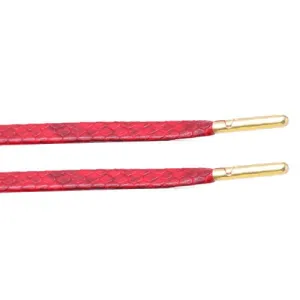 Snakeskin Red Leather Laces  - Gold Aglet