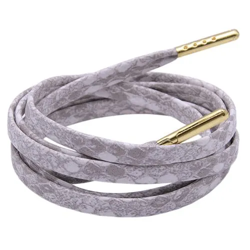 Snakeskin White Leather Laces - Gold Aglet