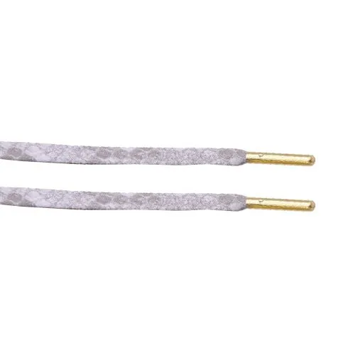 Snakeskin White Leather Laces - Gold Aglet