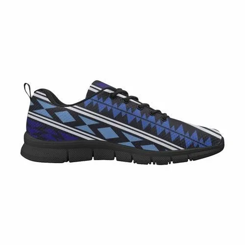 Sneakers For Women, Blue Aztec Print - Running Shoes