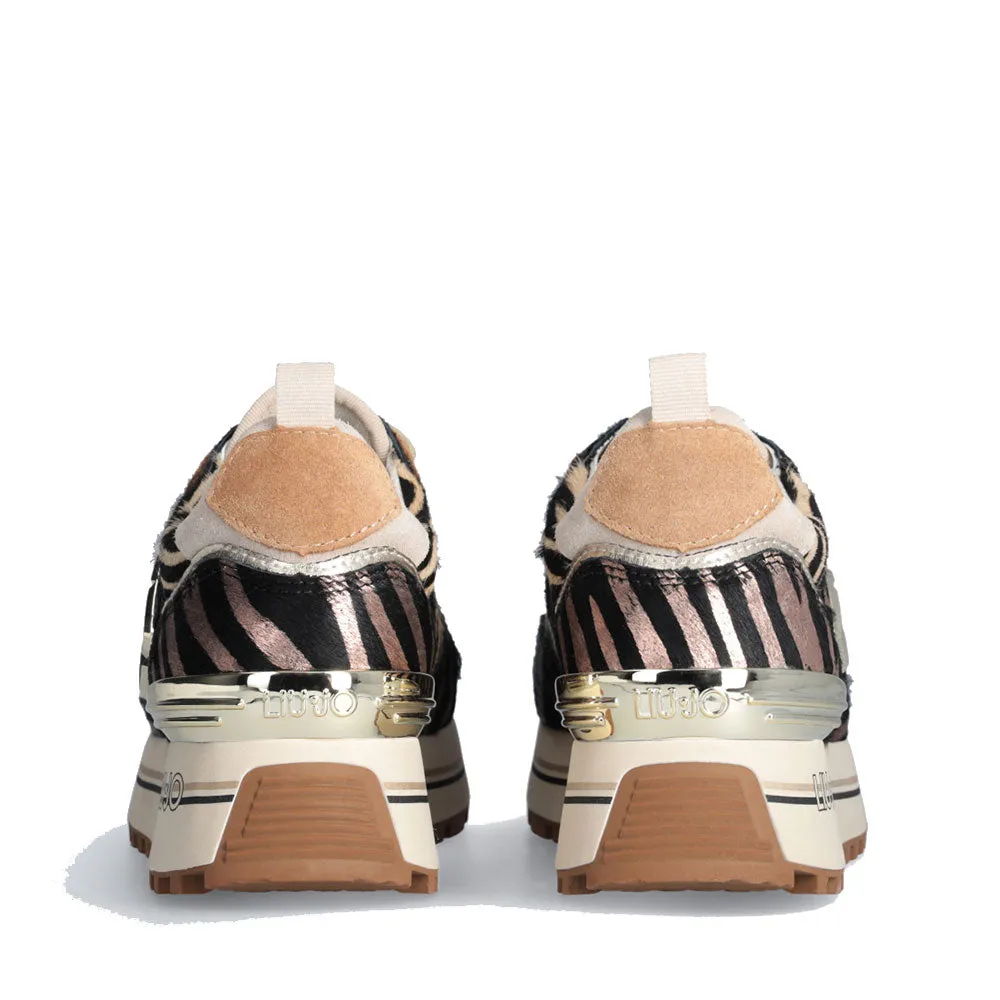 Sneakers Platform LIU JO Maxi Wonder 01 in Pelle Effetto Pony Animalier Multicolor