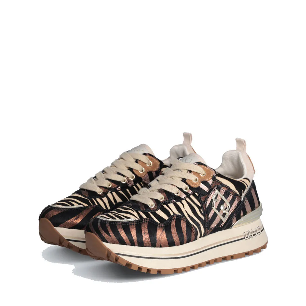 Sneakers Platform LIU JO Maxi Wonder 01 in Pelle Effetto Pony Animalier Multicolor