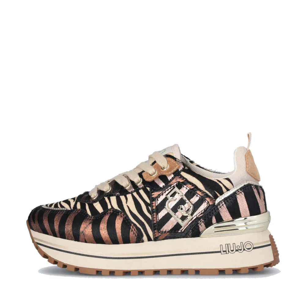 Sneakers Platform LIU JO Maxi Wonder 01 in Pelle Effetto Pony Animalier Multicolor