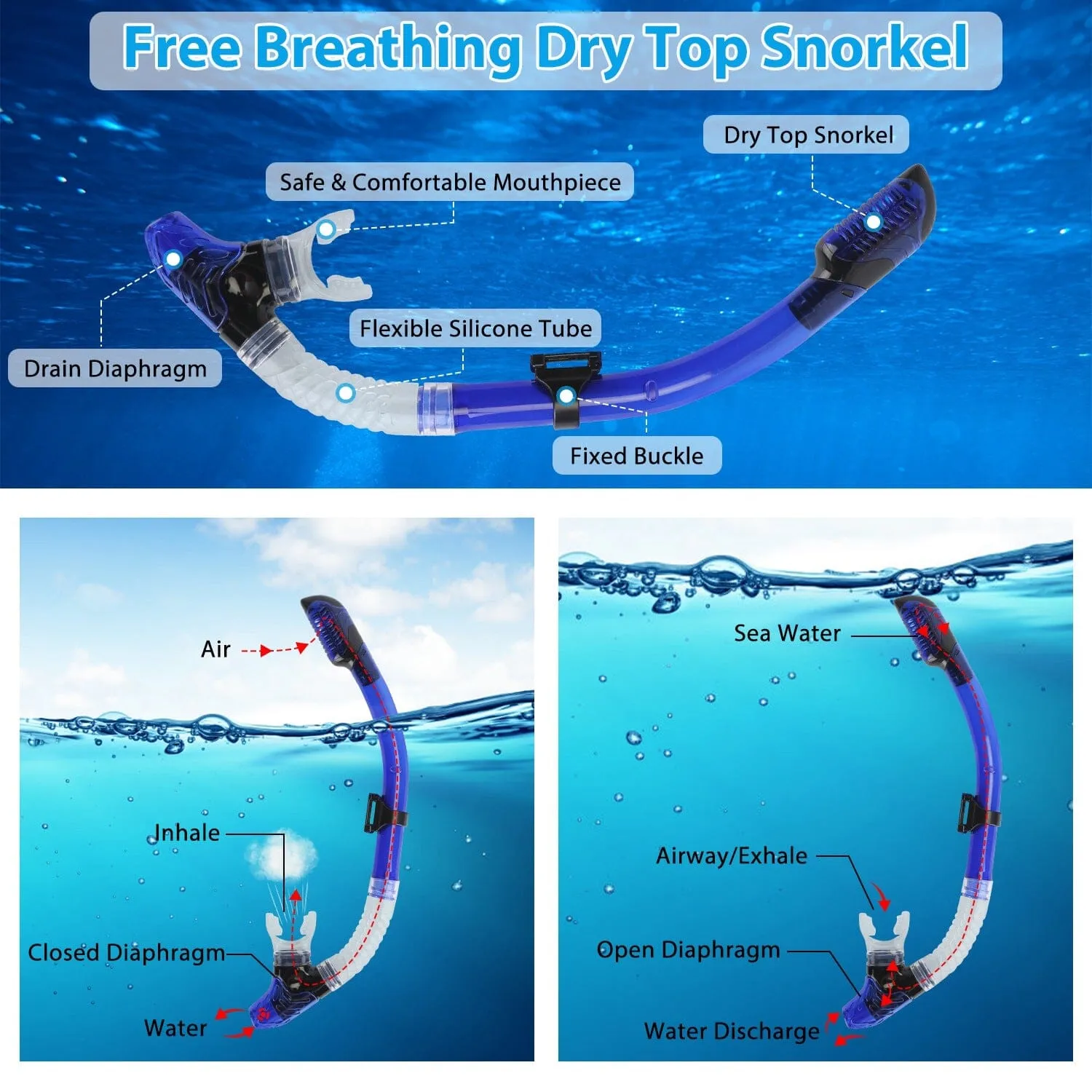 Snorkling Gear Mask Fin Set with Adjustable Swim Fins