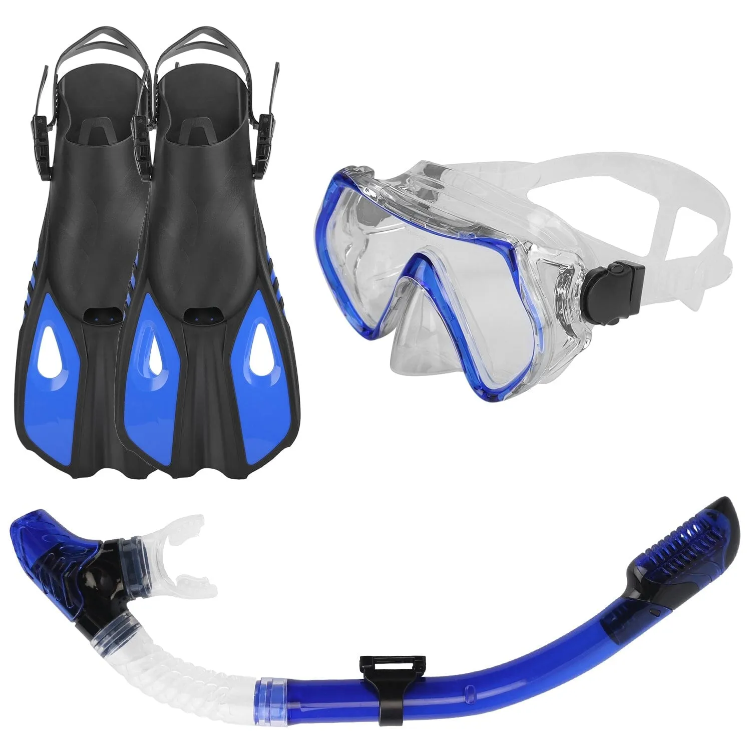 Snorkling Gear Mask Fin Set with Adjustable Swim Fins