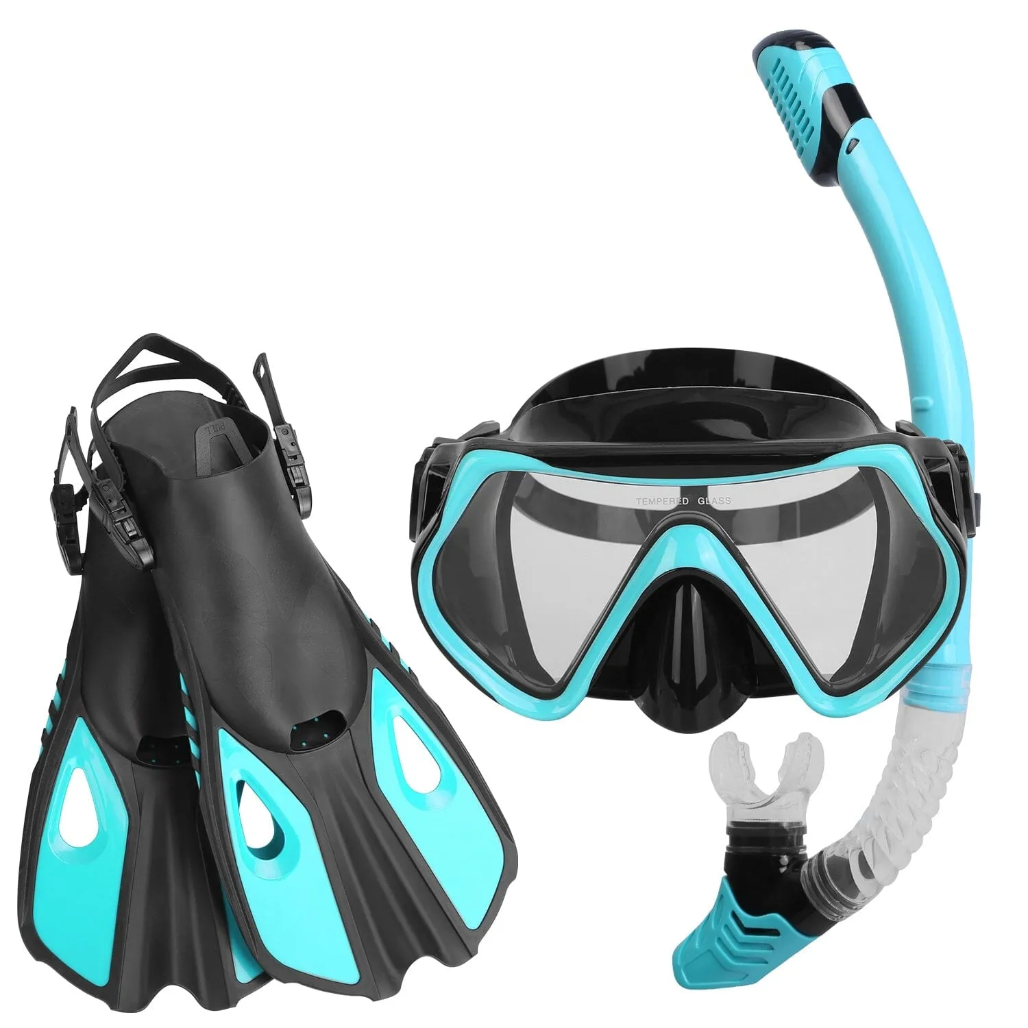 Snorkling Gear Mask Fin Set with Adjustable Swim Fins