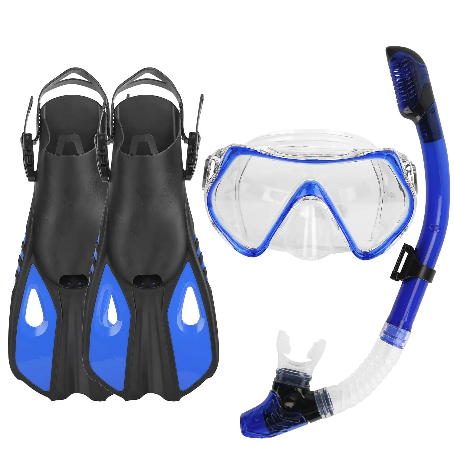 Snorkling Gear Mask Fin Set with Adjustable Swim Fins