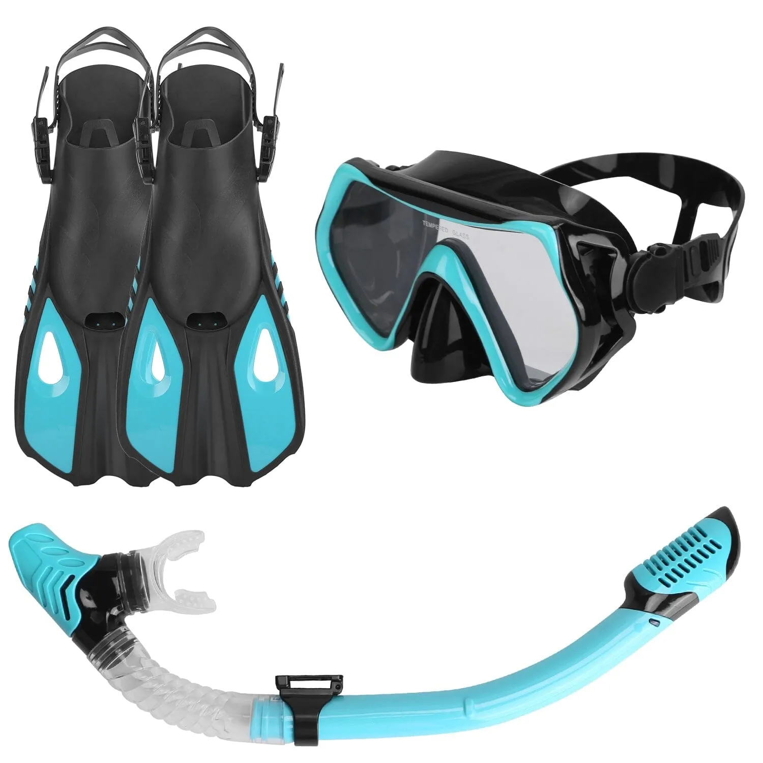 Snorkling Gear Mask Fin Set with Adjustable Swim Fins