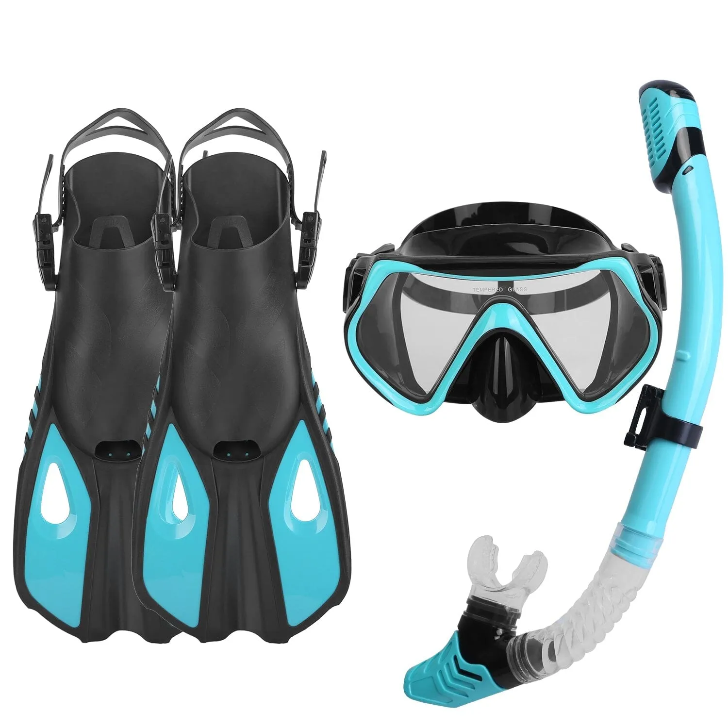 Snorkling Gear Mask Fin Set with Adjustable Swim Fins