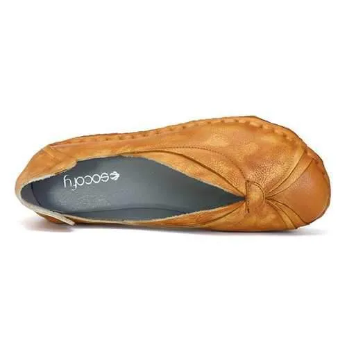 SOCOFY Retro Flat Loafers In Leather