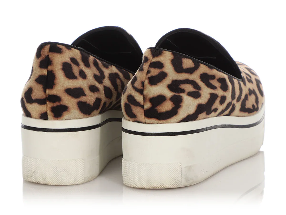 Stella McCartney Velvet Leopard Binx Platform Slip On Sneakers