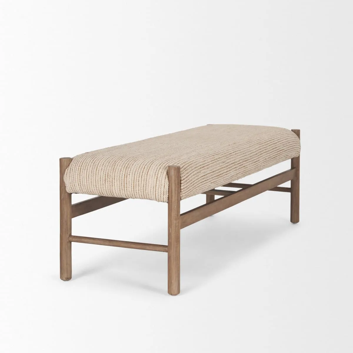 Tadi Bench Medium Brown Wood | Cotton Fabric