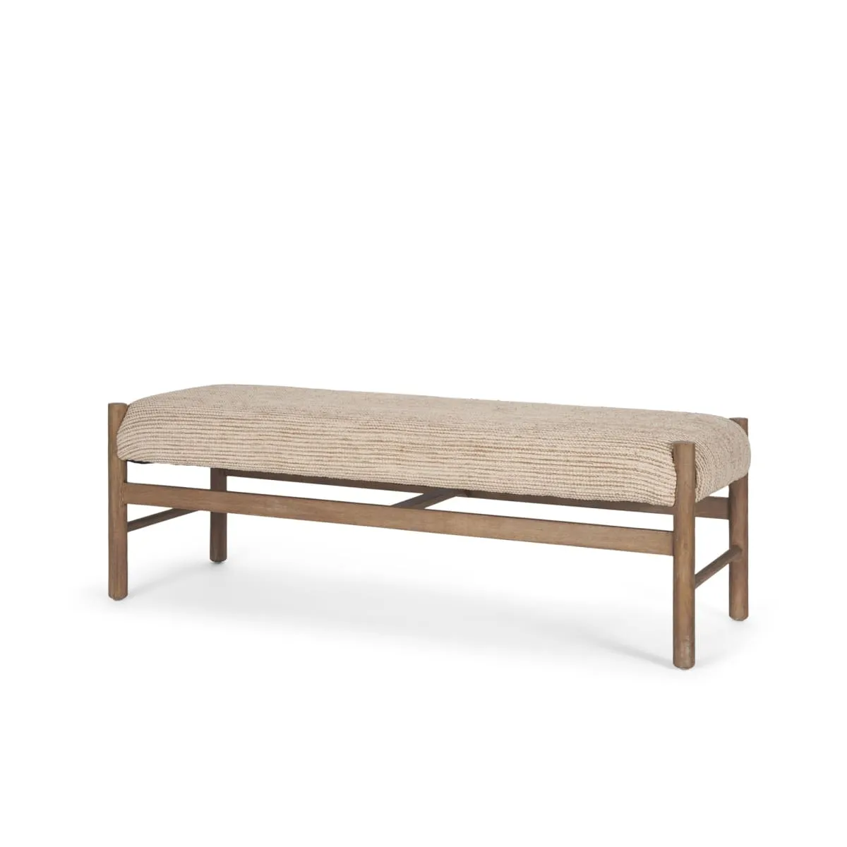 Tadi Bench Medium Brown Wood | Cotton Fabric