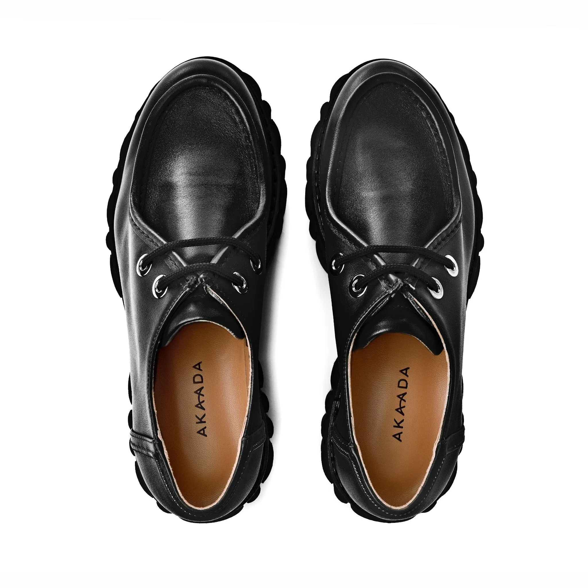 Taka Black Lace-up Chunky Loafers