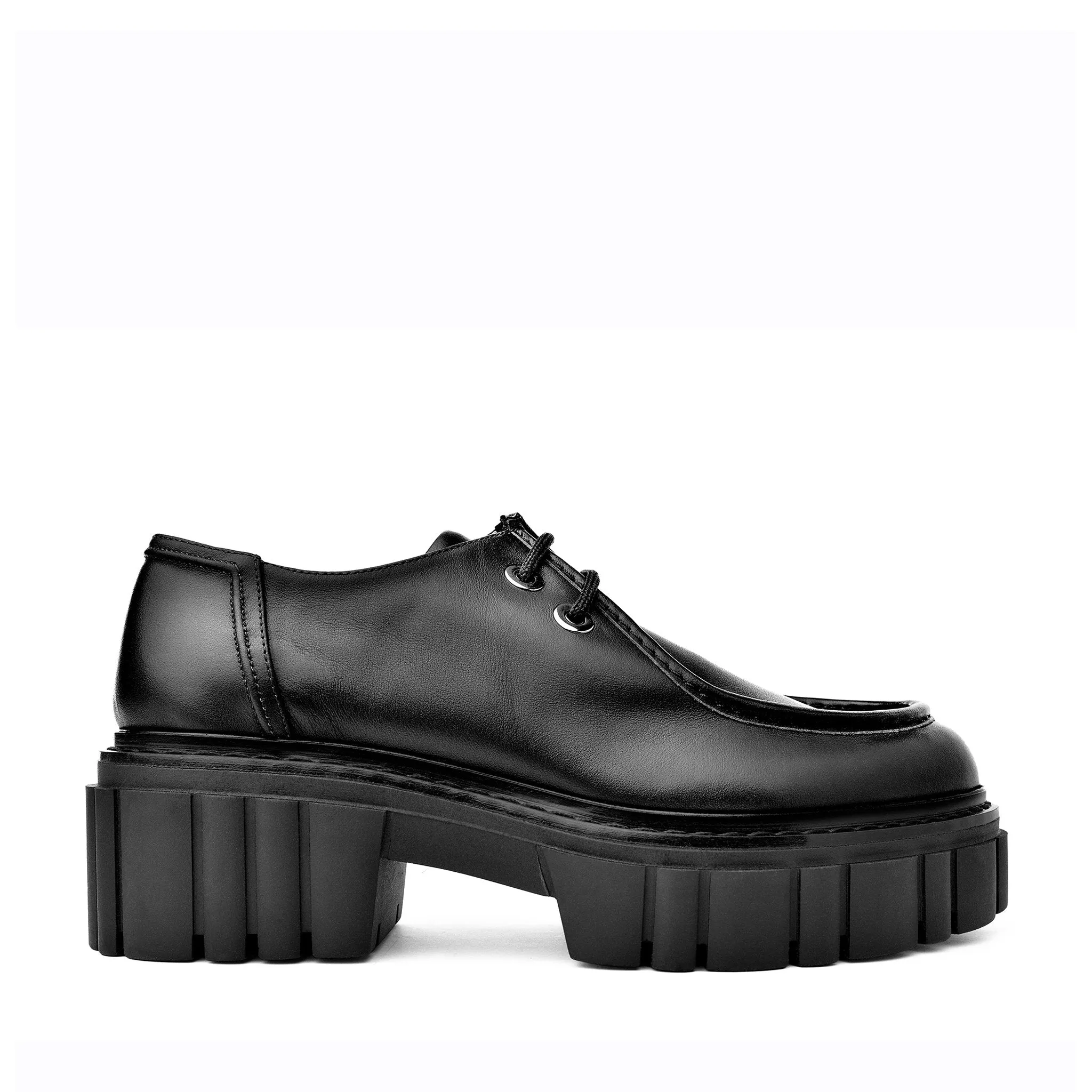 Taka Black Lace-up Chunky Loafers