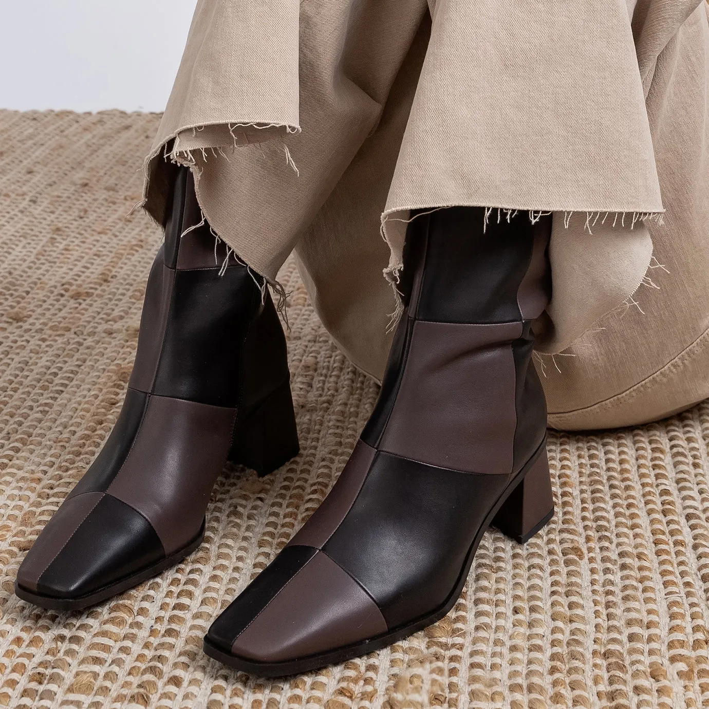 TEGULA Diagonale Bottes - Cacao/Noir