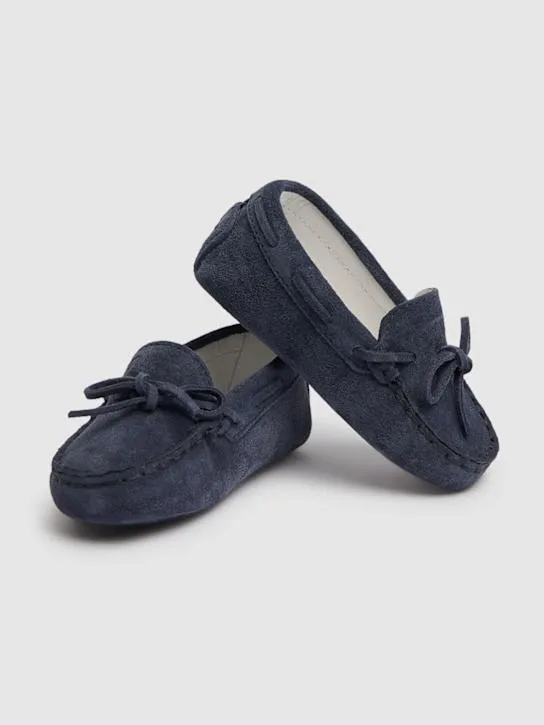 TOD&#x27;S JUNIOR   Gommino suede loafers w/laces 