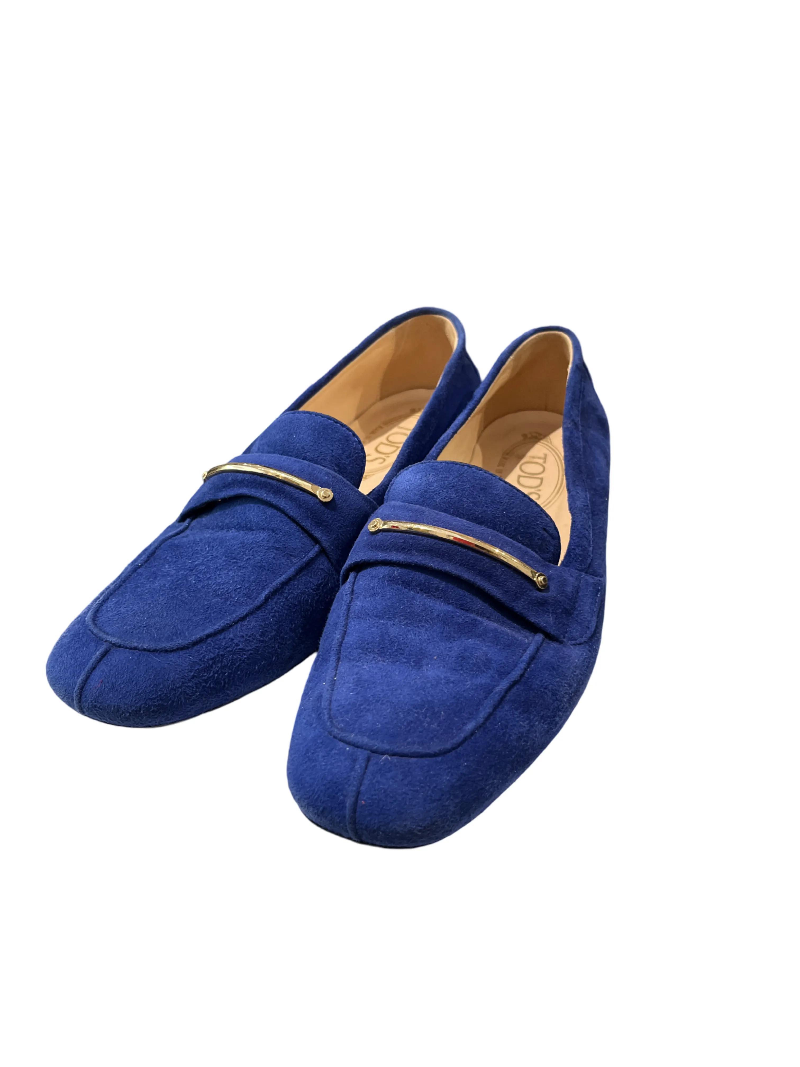 Tods Blue Velvet Loafers /37.5