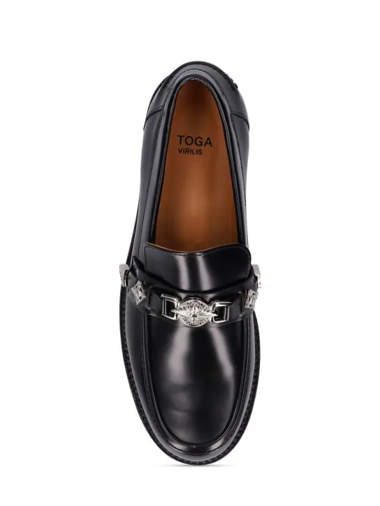 Toga Virilis   Square toe leather buckle loafers 