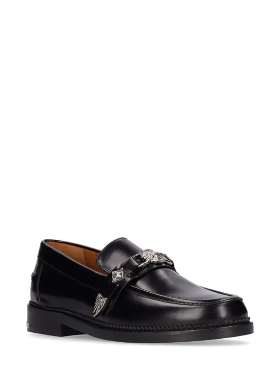 Toga Virilis   Square toe leather buckle loafers 