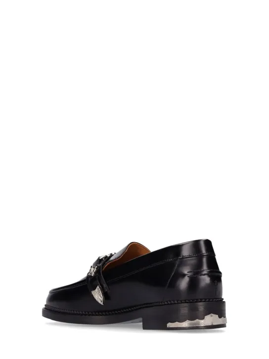 Toga Virilis   Square toe leather buckle loafers 