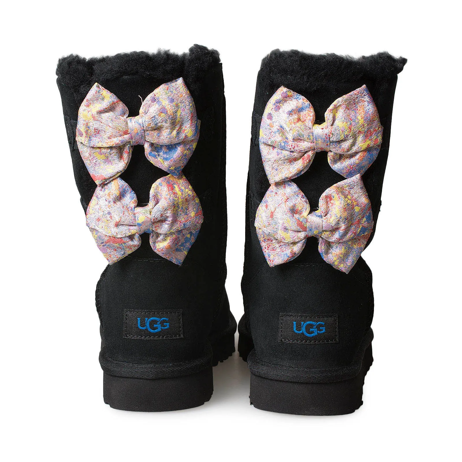 UGG Bailey Bow Abstract Splatter Black Boots - Women's