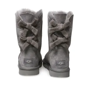 UGG Bailey Bow Corduroy Grey Boots - Women's