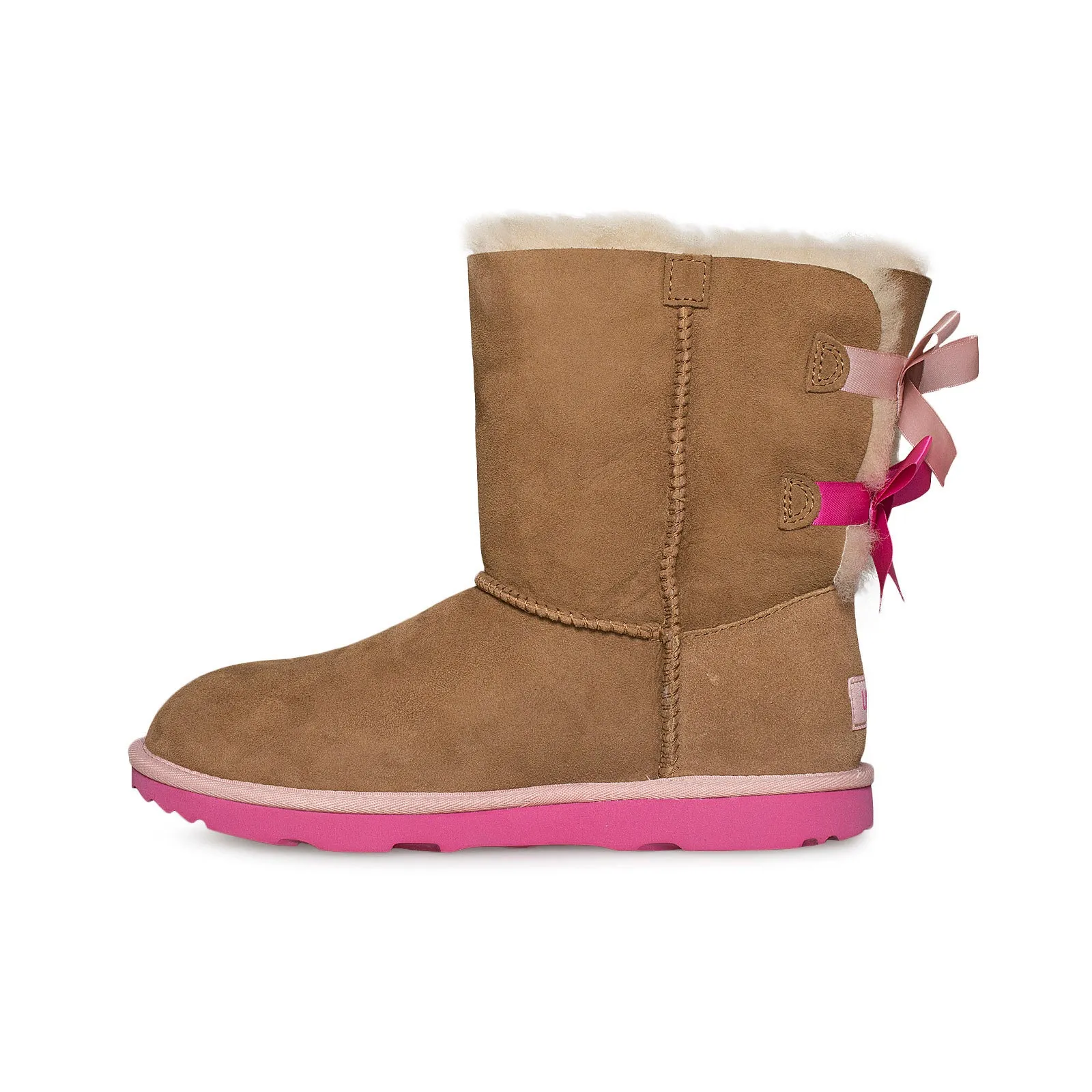 UGG Bailey Bow II Chestnut / Pink Azalea Boots - Youth