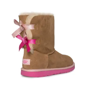 UGG Bailey Bow II Chestnut / Pink Azalea Boots - Youth