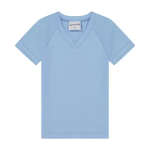 V NECK TEE-Sky