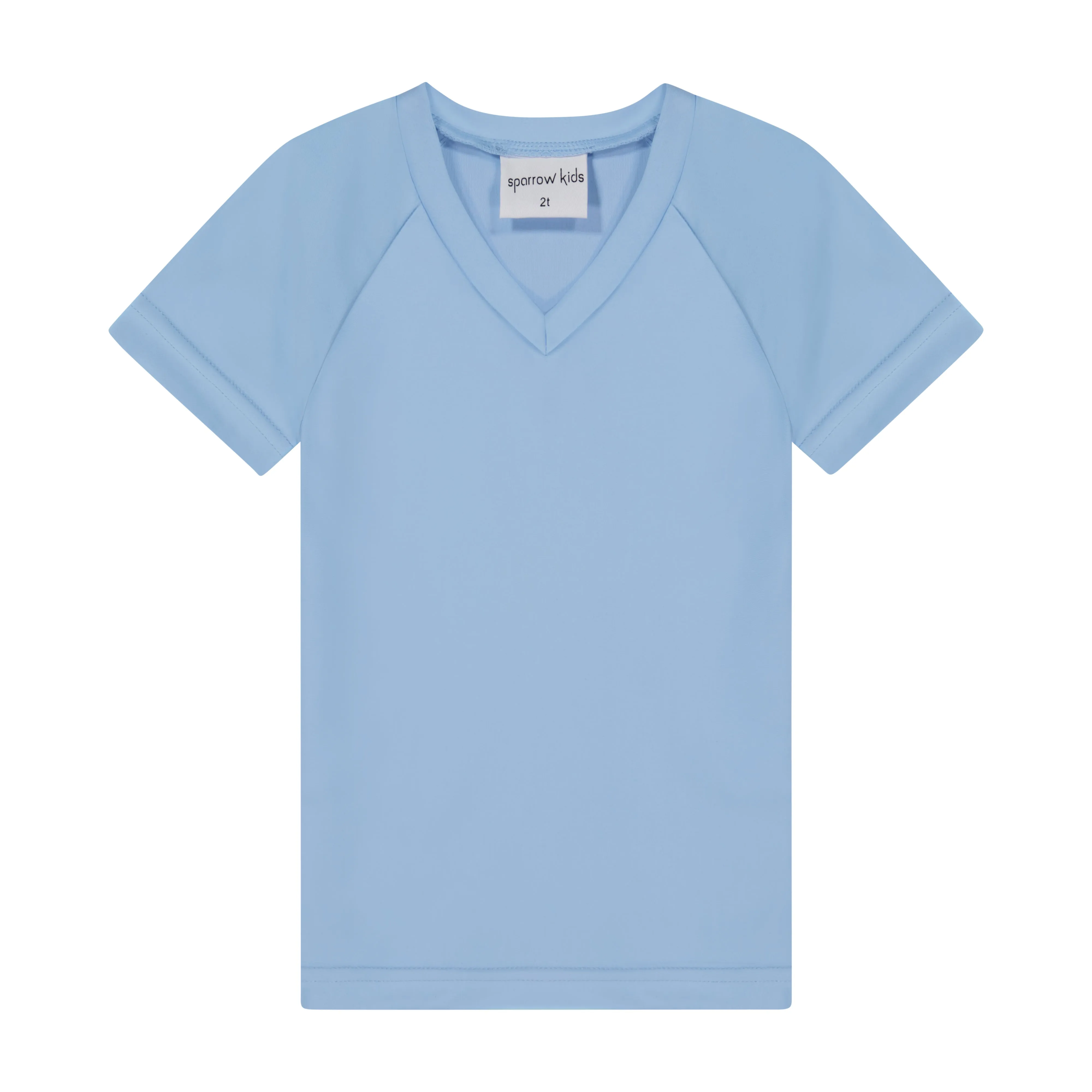 V NECK TEE-Sky