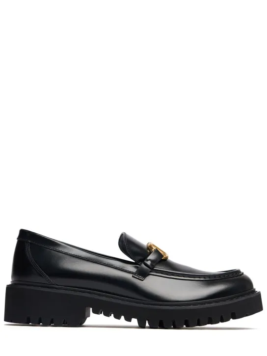 Valentino Garavani   15mm Vlogo brushed leather loafers 