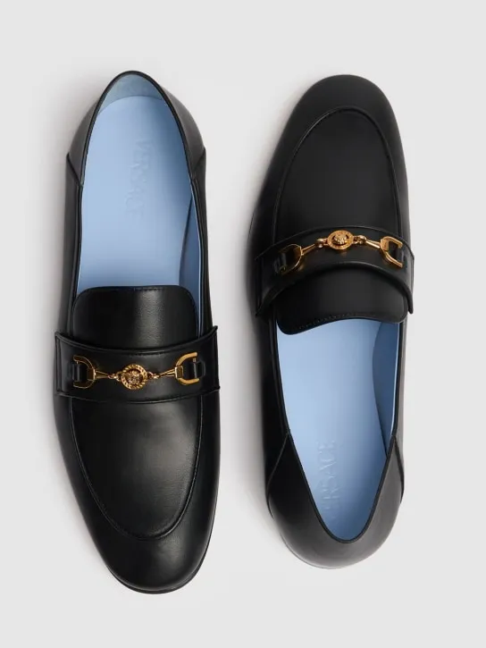 Versace   Leather logo loafers 