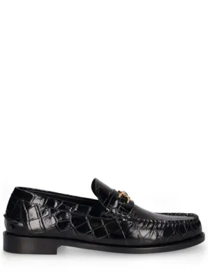 Versace   Medusa croc embossed leather loafers 