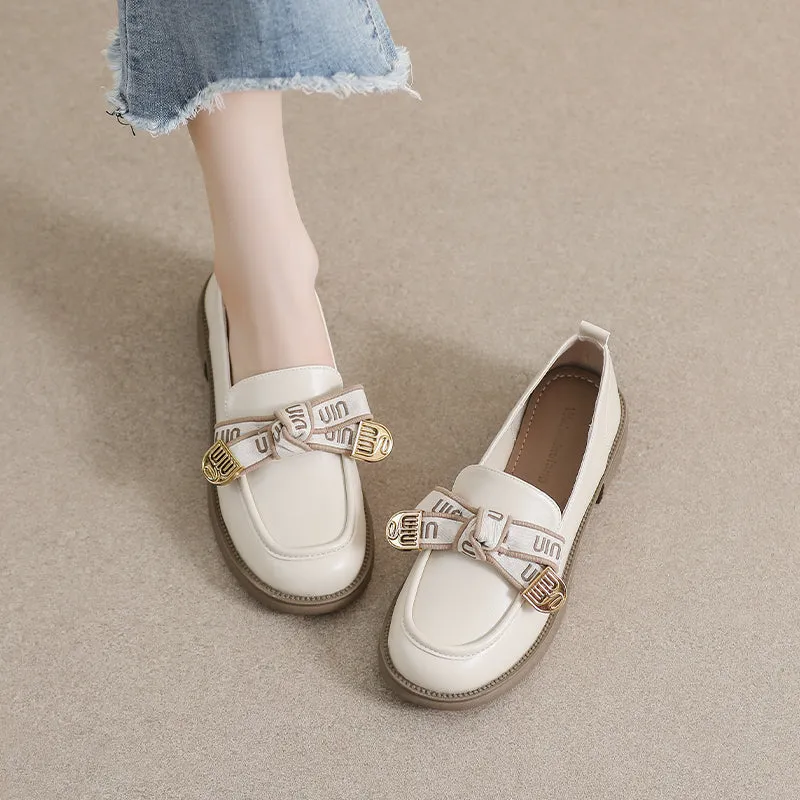 Women Fashion Bowknot Casual Lug Sole Loafers