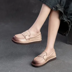 Women Minimalist Retro Soft Leather Flat Casual Loafers