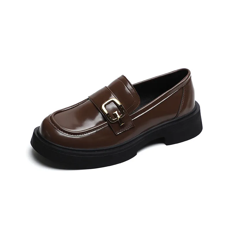 Women Retro Lug Sole Comfort Loafers