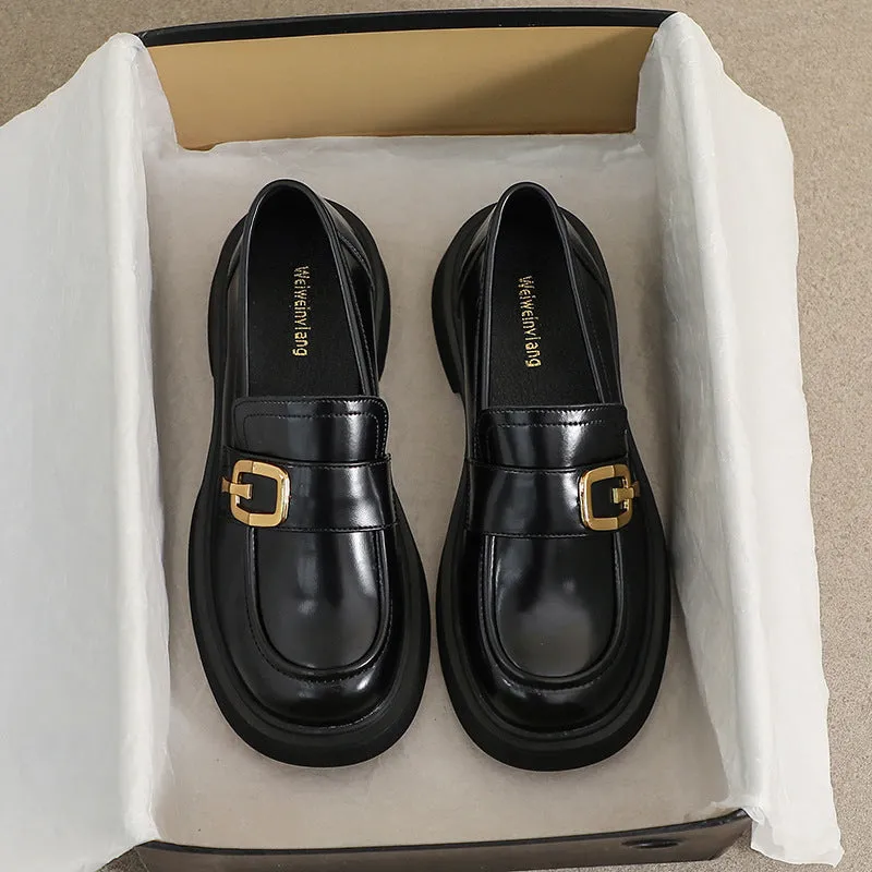 Women Retro Lug Sole Comfort Loafers