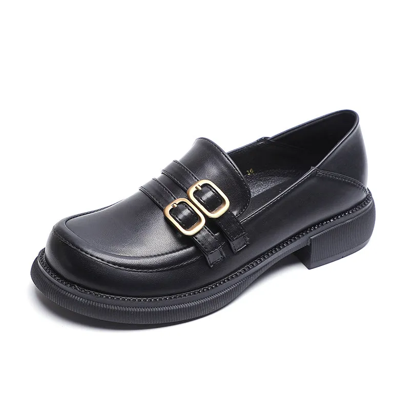 Women Retro Soft Leather Flat JK Loafers