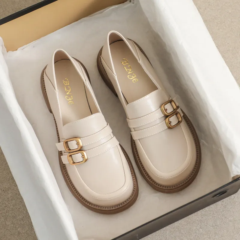 Women Retro Soft Leather Flat JK Loafers