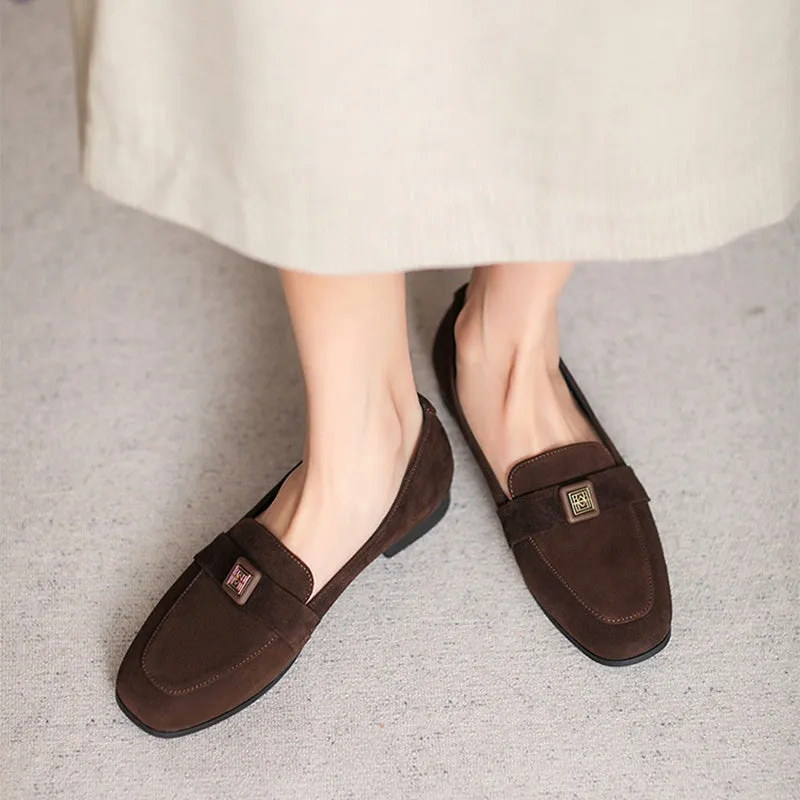 Women Retro Suede Minimalist Flat Casual Loafers