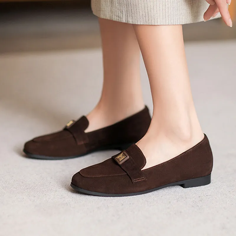 Women Retro Suede Minimalist Flat Casual Loafers