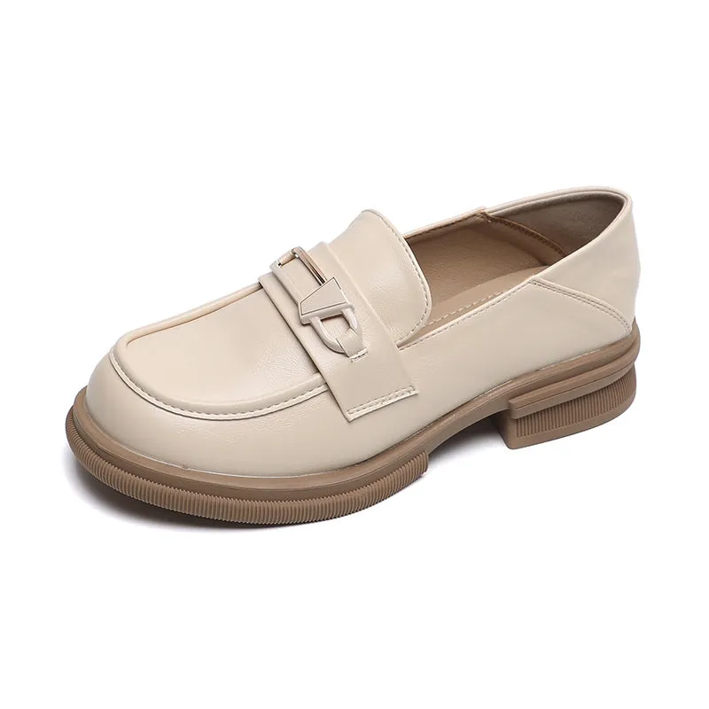 Women Soft Leather Minimalism Thick Soled Loafers