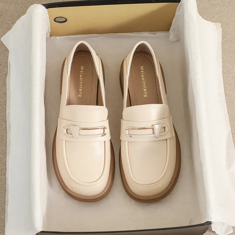 Women Soft Leather Minimalism Thick Soled Loafers