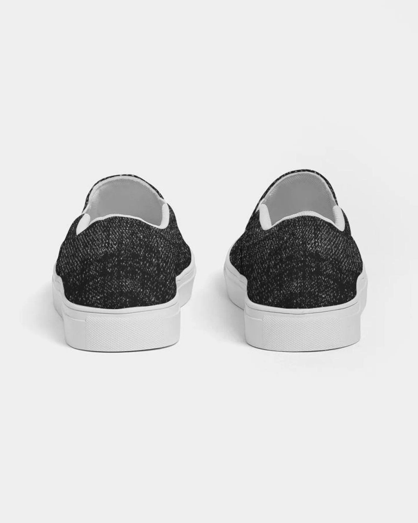 Womens Sneakers - Canvas Slip On Shoes, Black Faded Print