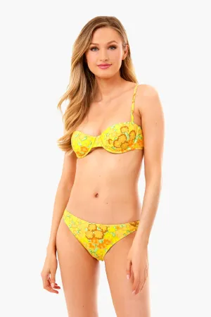 Yellow Blossom Printed Underwire Bikini Top